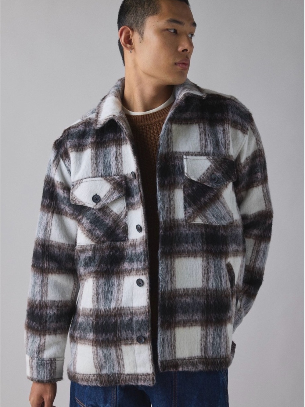 Plaid BDG Shaggy Shirt Jacket